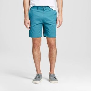 New Men's Merona Turquoise Flat Front Shorts